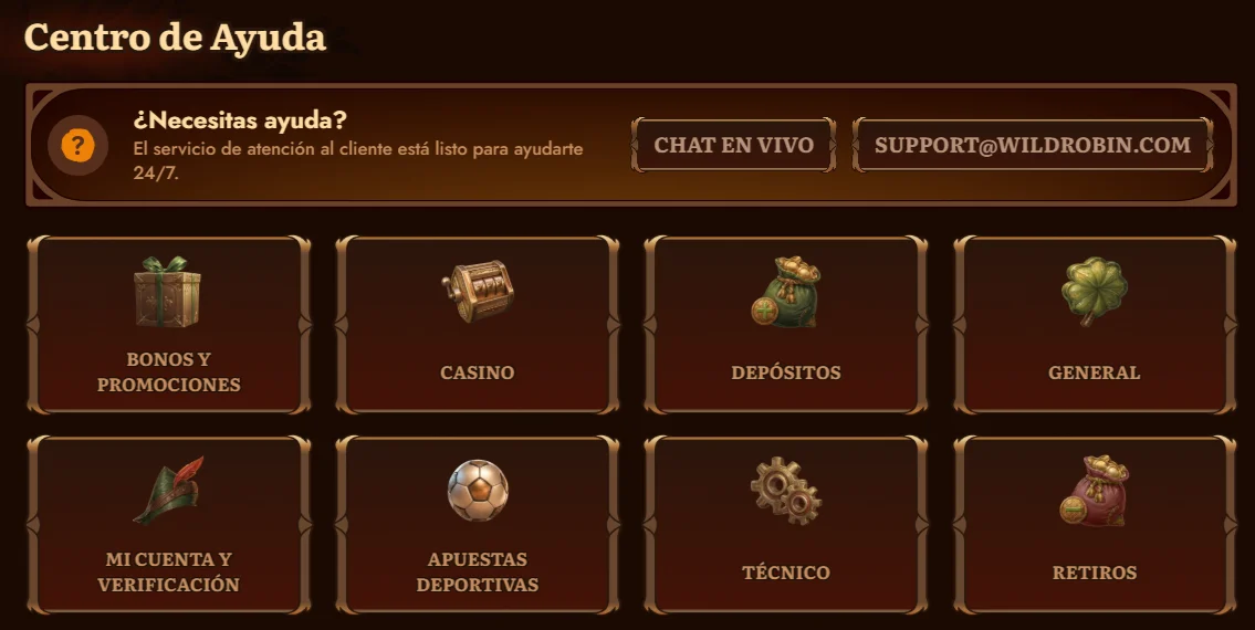 Atención al Cliente en Wild Robin